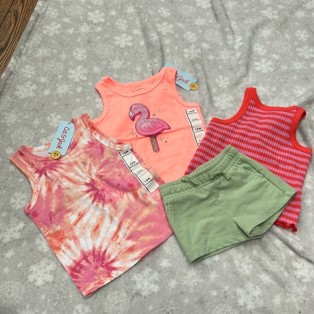 Cat & Jack tank tops and one pair shorts. Size 18 months.